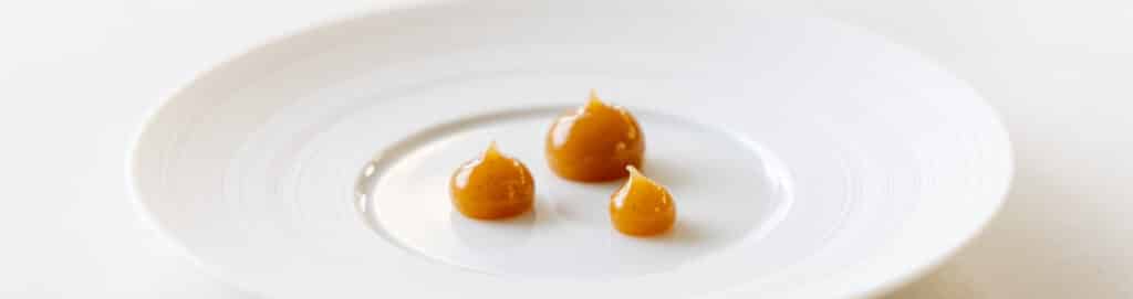 Caramelized pear and whiskey gel