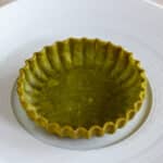 Green pea tartelette with wild garlic and pickled few flowered leek 2 Green pea tartelette with wild garlic and pickled few flowered leek
