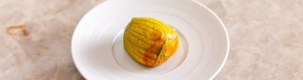 Smoked ricotta stuffed courgette flowers