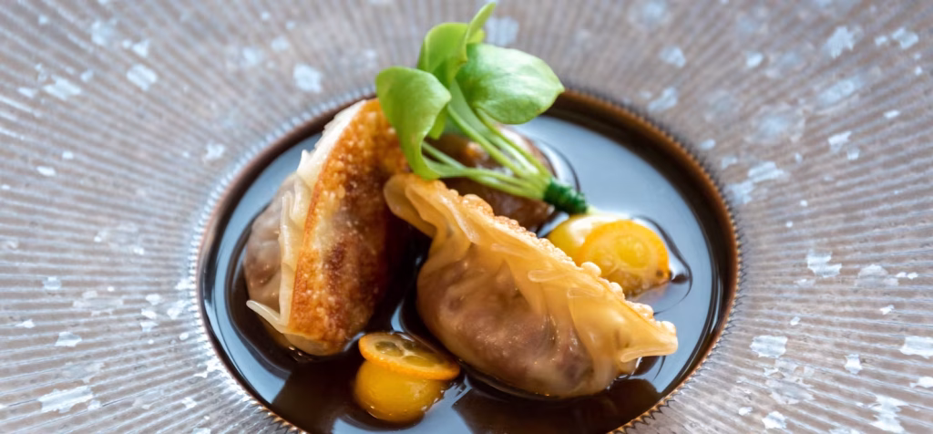 Oxtail gyoza dish