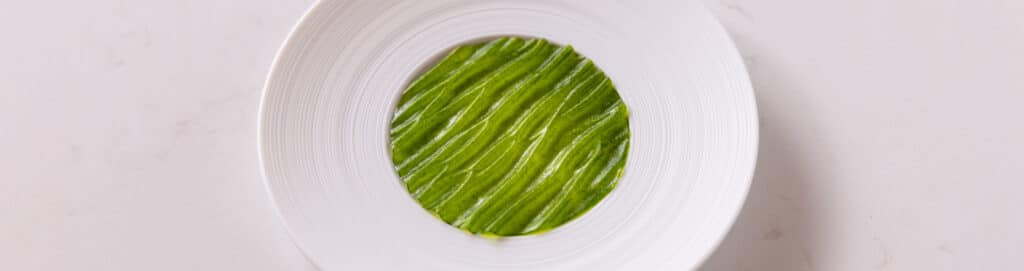 Wild garlic isomalt crisp