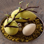 Baileys, caramelized white chocolate & pistachio dessert