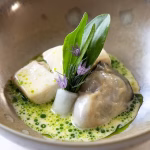 Confit yellowtail with dashi beurre blanc & oyster 2 Confit yellowtail with dashi beurre blanc & oyster
