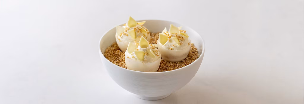 Passionfruit white chocolate egg dessert