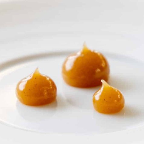 Caramelized pear and whiskey gel
