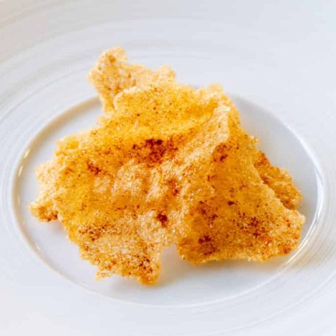 Scallop roe crisp or cracker