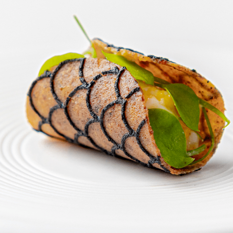 Fish skin taco - dish enlarged