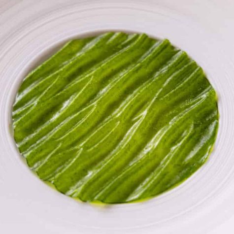 Wild garlic isomalt crisp